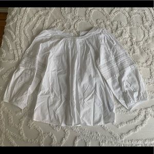 NWT J Crew Puff Sleeve White Blouse XS Lace Detail